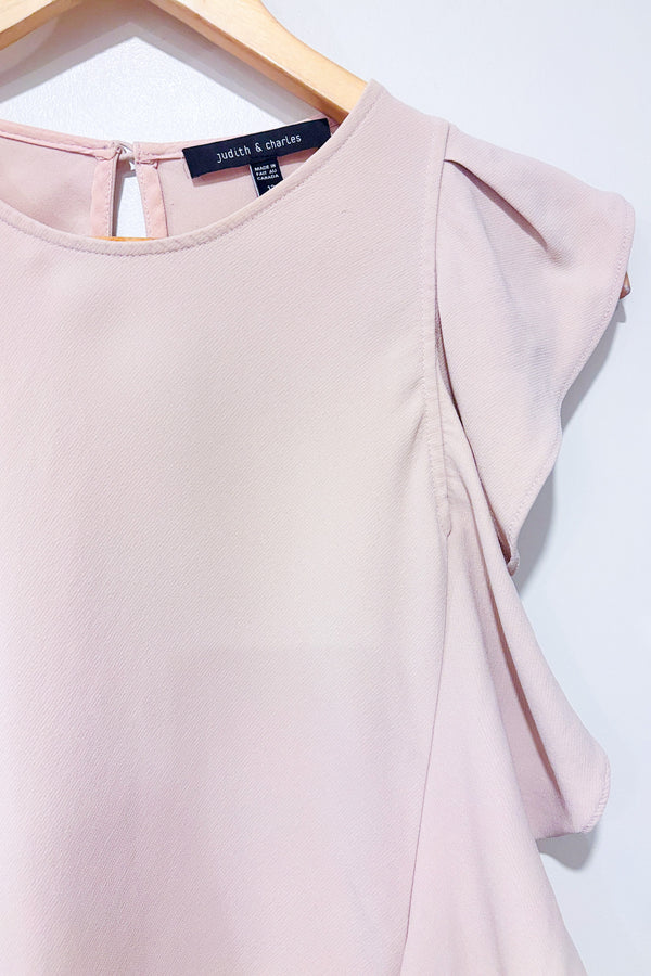 Haut sans manche rose pâle en soie avec froufrou (m)-Judith & Charles-La Penderie du Paradis 🕊