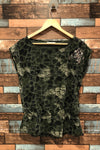 Haut sans manche vert et noir avec mini-studs (m) seconde main Revolution