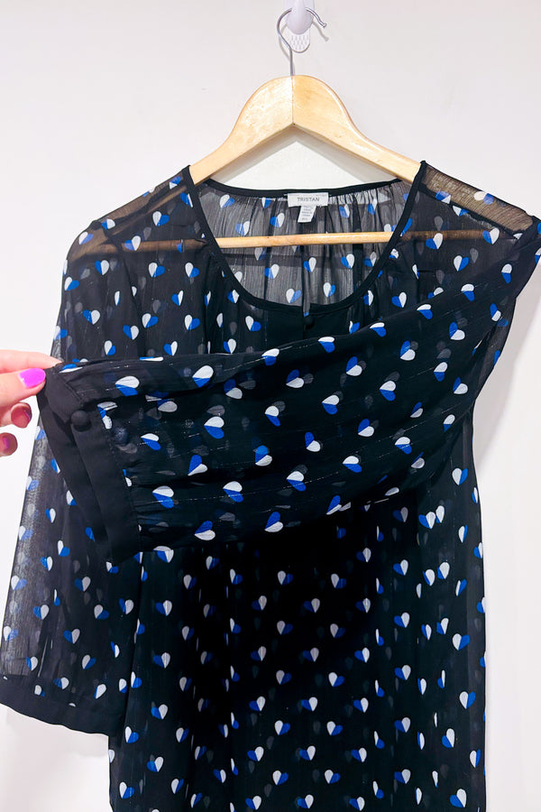 Haut transparent noir scintillant avec coeurs bleus (l)-Tristan-La Penderie du Paradis 🕊