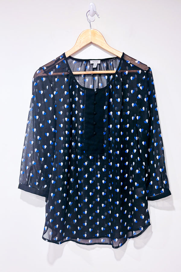 Haut transparent noir scintillant avec coeurs bleus (l)-Tristan-La Penderie du Paradis 🕊