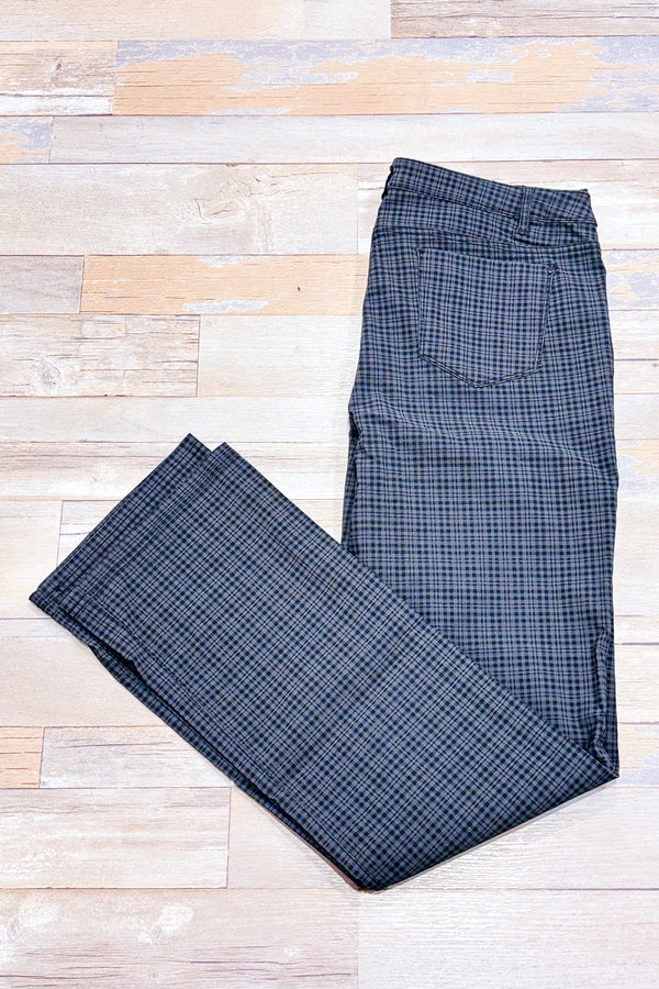 Pantalon gris et noir à carreaux jambe droite seconde main - Reitmans- La Penderie du Paradis