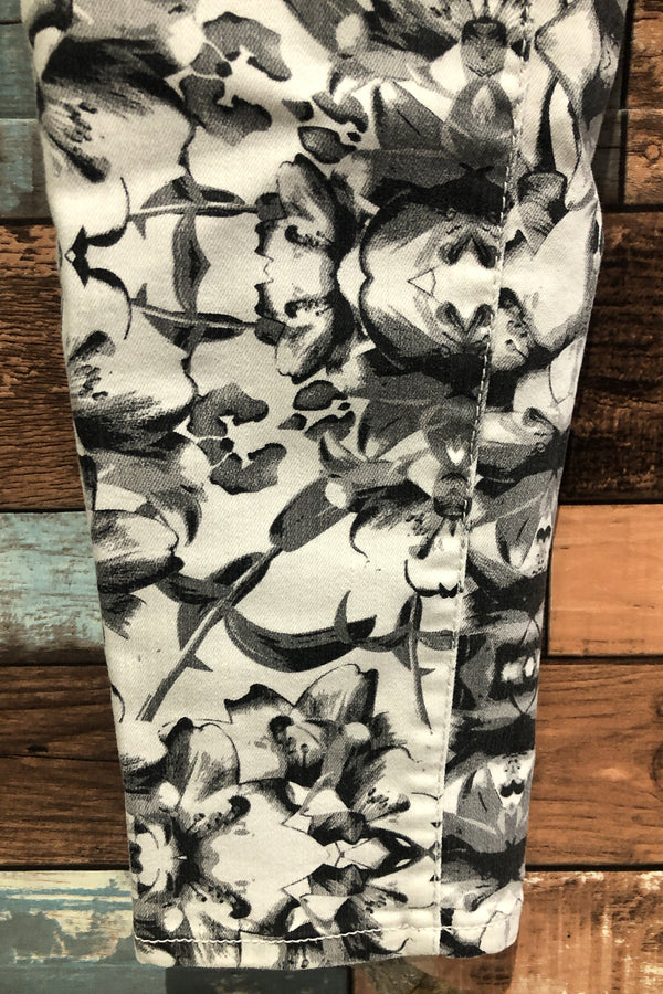 Jeans blanc et noir fleuri (m) seconde main Vero Moda