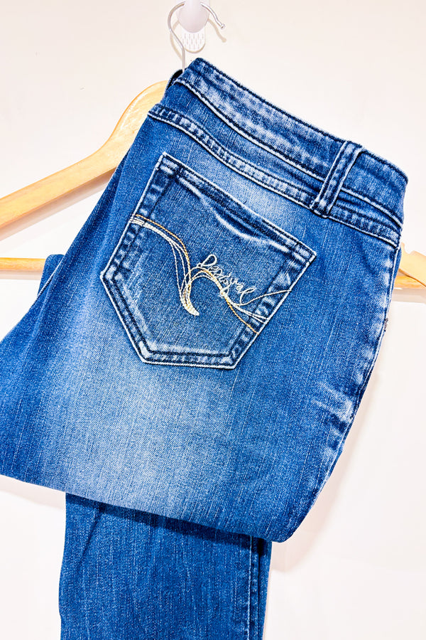 Jeans bleu délavé jambe étroite (l)-Desigual-La Penderie du Paradis 🕊