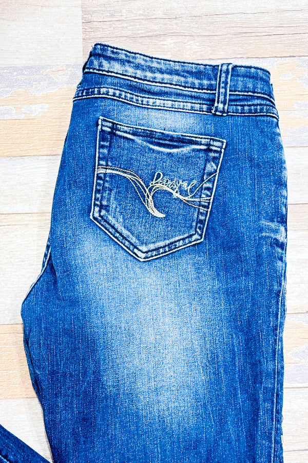 Jeans bleu délavé jambe étroite (l)-Desigual-La Penderie du Paradis 🕊