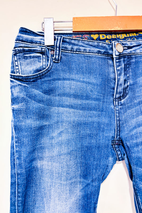 Jeans bleu délavé jambe étroite (l)-Desigual-La Penderie du Paradis 🕊