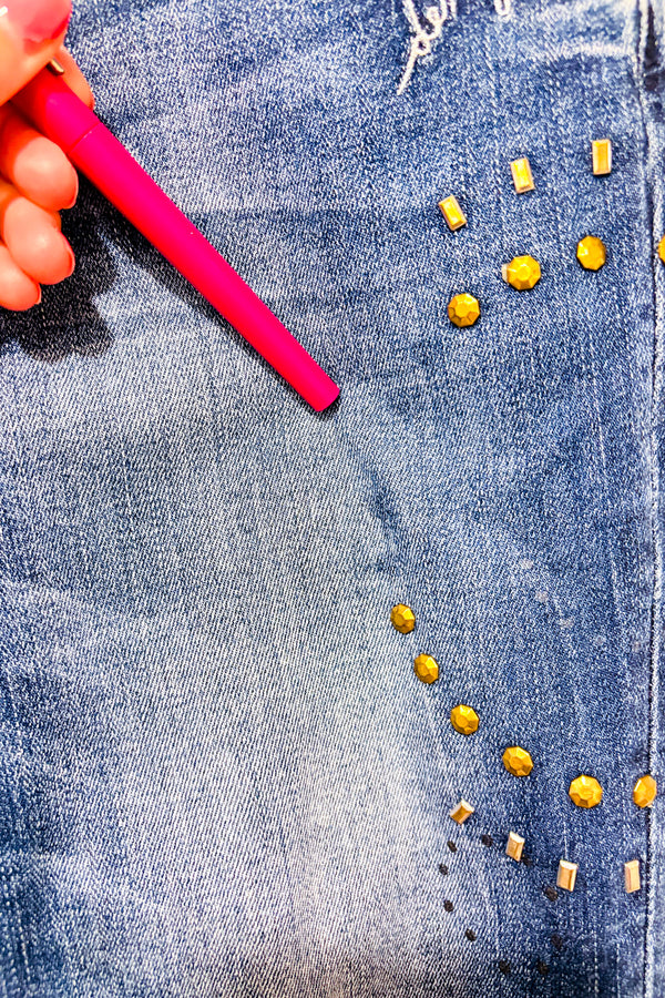 Jeans bleu délavé jambe étroite (l)-Desigual-La Penderie du Paradis 🕊