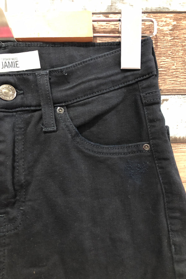 Jeans Jamie noir troués taille haute (s) seconde main Top Shop