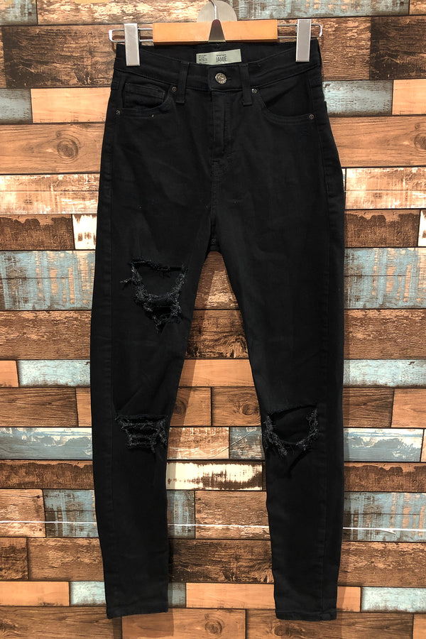 Jeans Jamie noir troués taille haute (s) seconde main Top Shop