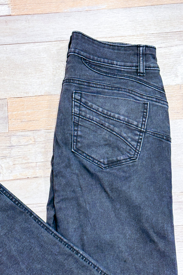 Jeans Mia noir délavé taille mi-haute jambe droite (m)-Denver Hayes-La Penderie du Paradis 🕊