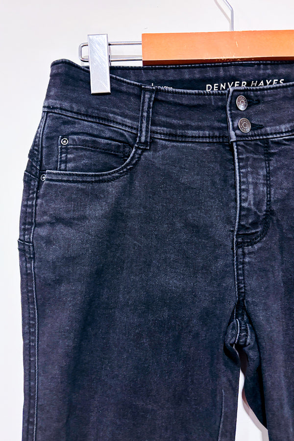 Jeans Mia noir délavé taille mi-haute jambe droite (m)-Denver Hayes-La Penderie du Paradis 🕊