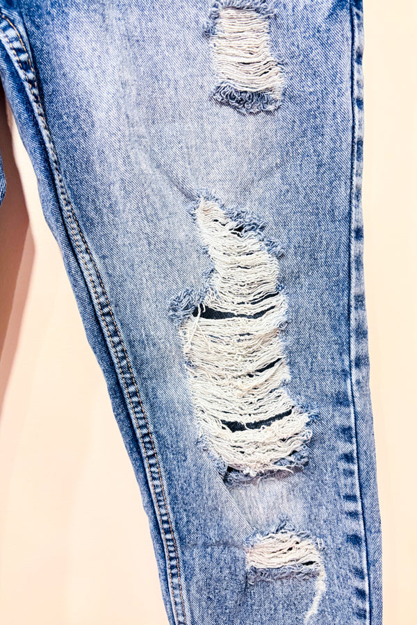 Jeans mom bleu pâle troué (xs)-Refuge-La Penderie du Paradis 🕊