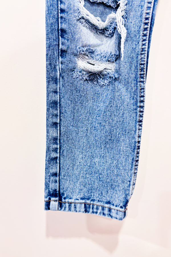 Jeans mom bleu pâle troué (xs)-Refuge-La Penderie du Paradis 🕊