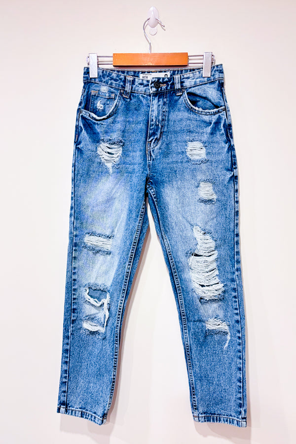 Jeans mom bleu pâle troué (xs)-Refuge-La Penderie du Paradis 🕊
