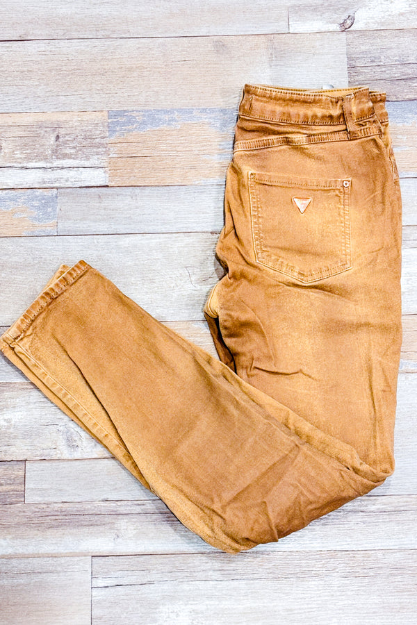 Jeans taupe effet usé jambe étroite (m)-Guess-La Penderie du Paradis 🕊