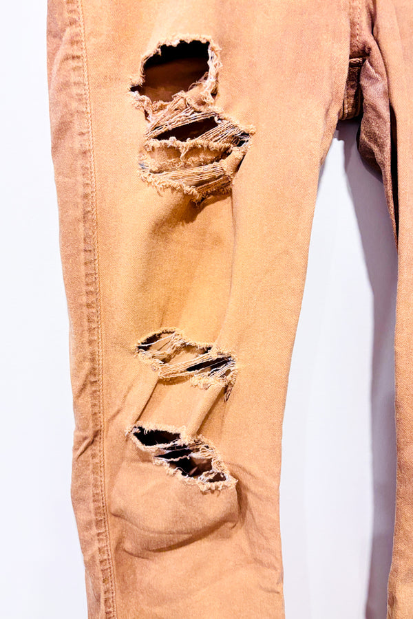 Jeans taupe effet usé jambe étroite (m)-Guess-La Penderie du Paradis 🕊