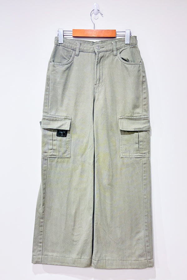 Jeans cargo kaki jambe ample à taille haute (xs)-Refuge-La Penderie du Paradis 🕊