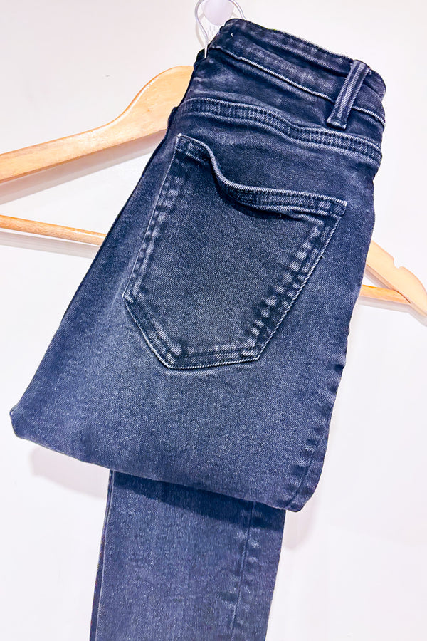 Jeans noir jambe étroite à taille haute (xs)-Zara-La Penderie du Paradis 🕊