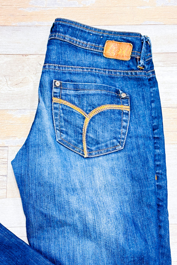 Jeans Trixie bleu foncé délavé à taille basse (s)-Dish Jeans-La Penderie du Paradis 🕊