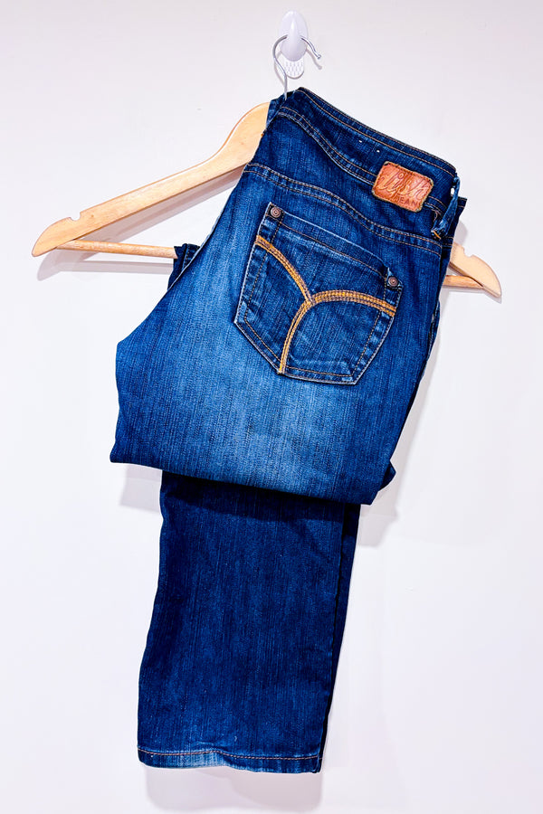 Jeans Trixie bleu foncé délavé à taille basse (s)-Dish Jeans-La Penderie du Paradis 🕊