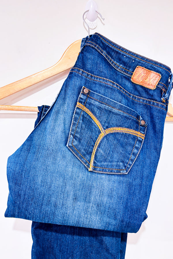 Jeans Trixie bleu foncé délavé à taille basse (s)-Dish Jeans-La Penderie du Paradis 🕊