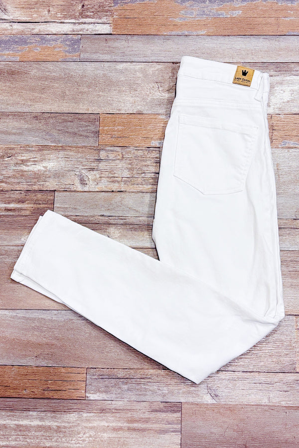 Jeans blanc jambe étroite (xs) seconde main - Lady Dutch- La Penderie du Paradis