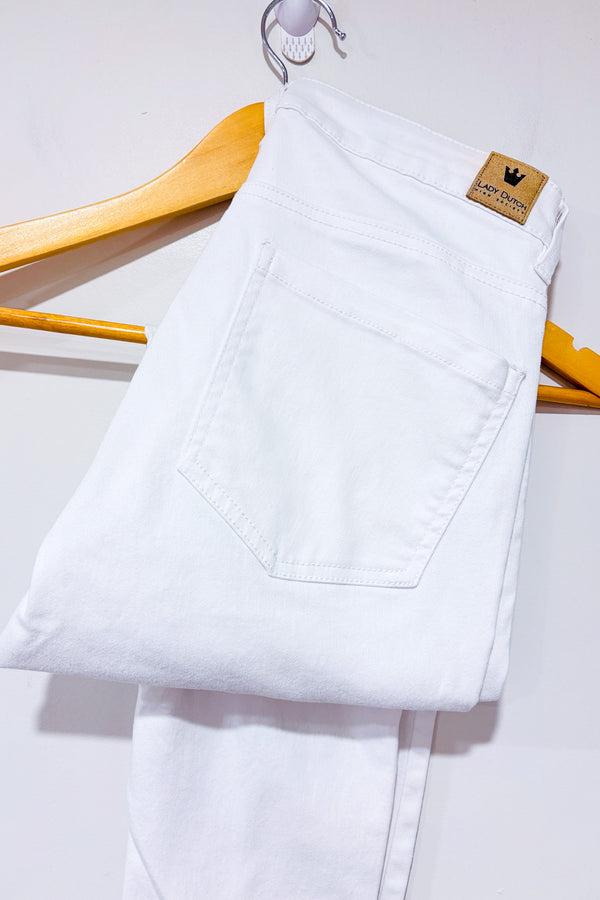 Jeans blanc jambe étroite (xs) seconde main - Lady Dutch- La Penderie du Paradis