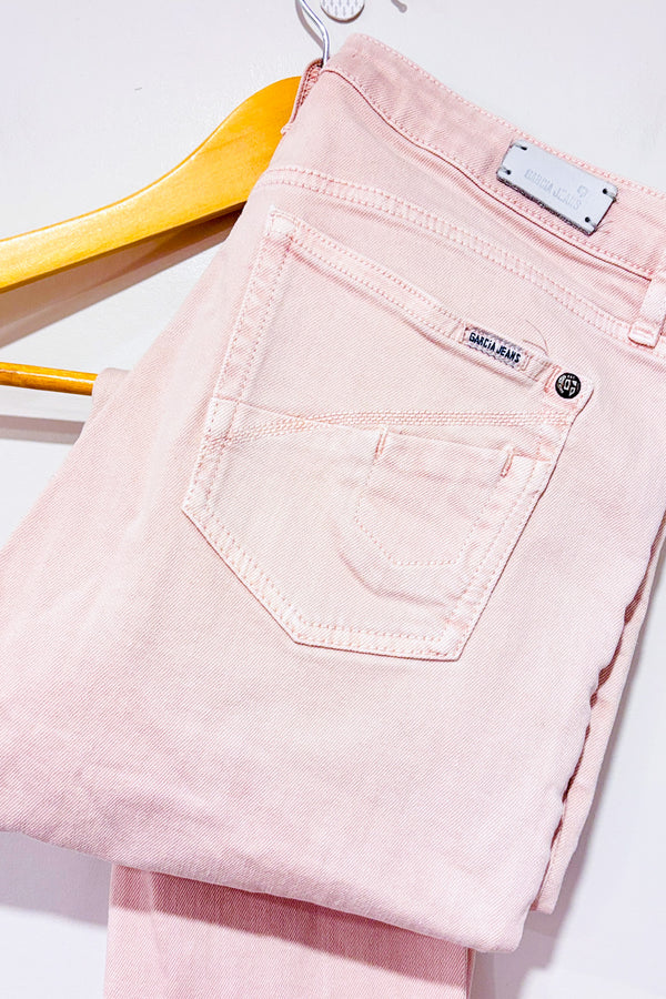 Jeans court Rachelle usé rose jambe étroite (m)* seconde main - Garcia- La Penderie du Paradis
