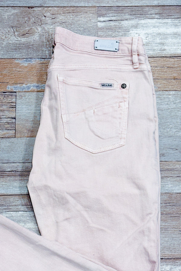 Jeans court Rachelle usé rose jambe étroite (m)* seconde main - Garcia- La Penderie du Paradis