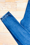 Jeans bleu foncé délavé jambe étroite seconde main - Be-you-ti-ful- La Penderie du Paradis