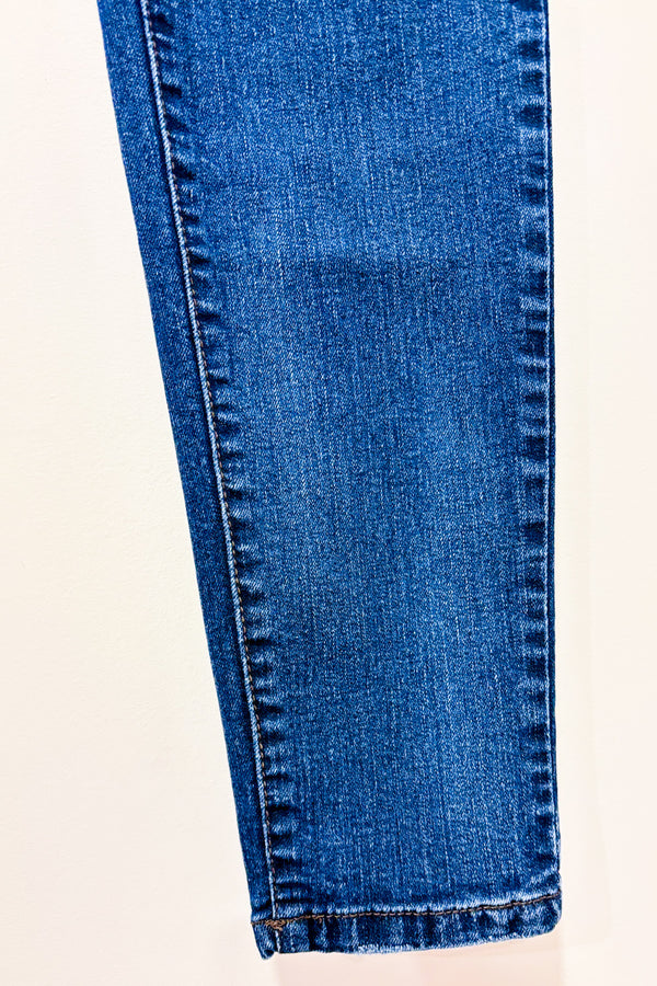 Jeans bleu foncé délavé jambe étroite seconde main - Be-you-ti-ful- La Penderie du Paradis