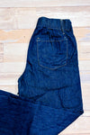 Jeans taille élastique jambe large bleu foncé seconde main - Zara- La Penderie du Paradis