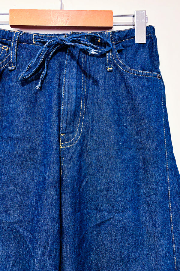 Jeans taille élastique jambe large bleu foncé seconde main - Zara- La Penderie du Paradis