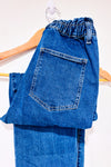 Jeans jogger bleu taille haute à poches cargo* seconde main - Blumind- La Penderie du Paradis
