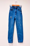 Jeans mom slim taille haute bleu délavé seconde main - Stradivarius- La Penderie du Paradis