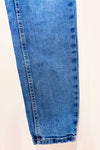 Jeans mom slim taille haute bleu délavé seconde main - Stradivarius- La Penderie du Paradis