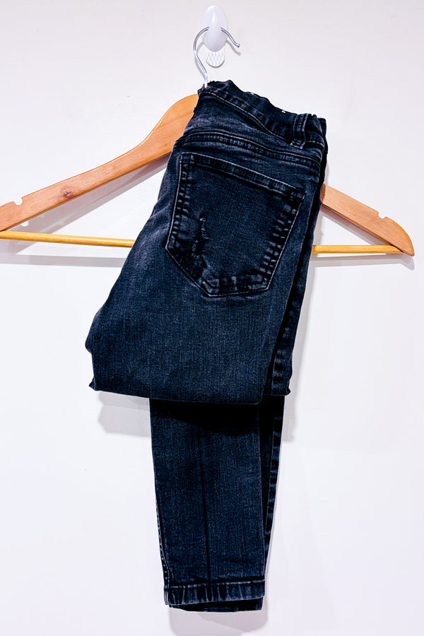 Jeans skinny noir taille haute effet usé seconde main - Dynamite- La Penderie du Paradis