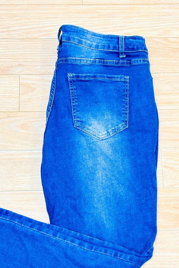 Jeans bleu foncé délavé seconde main - Autres- La Penderie du Paradis