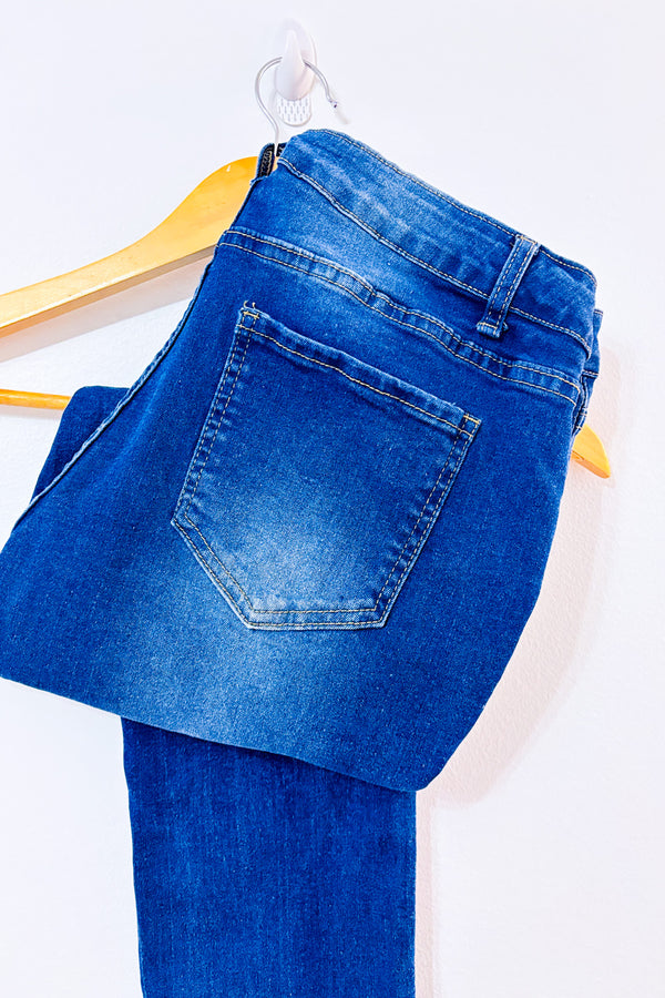 Jeans bleu foncé délavé seconde main - Autres- La Penderie du Paradis