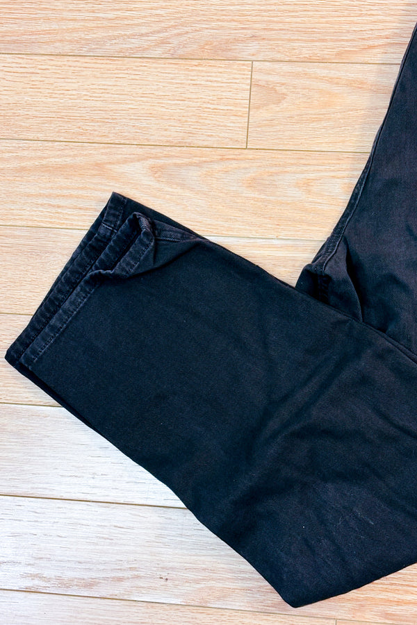 Jeans cargo noir délavé à taille haute seconde main - Garage- La Penderie du Paradis