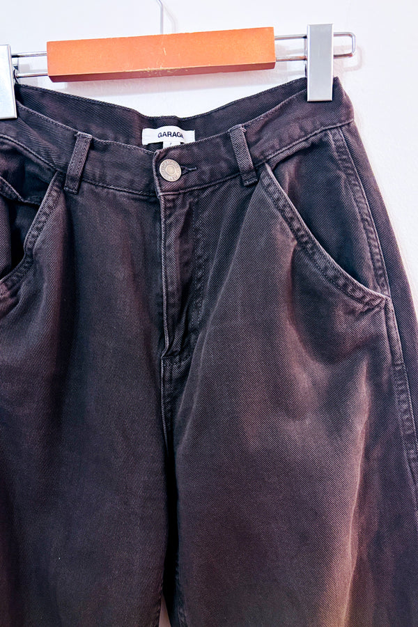 Jeans cargo noir délavé à taille haute seconde main - Garage- La Penderie du Paradis