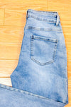 Jeans bleu pâle jambe étroite à taille haute seconde main - Moon Girl- La Penderie du Paradis