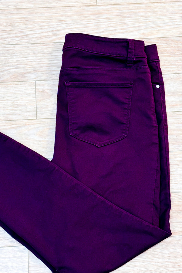 Pantalon bourgogne extensible à jambe étroite* seconde main - Design Lab- La Penderie du Paradis