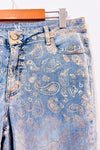 Jeans bleu pâle à motif paisley doré* seconde main - Melanie Lyne- La Penderie du Paradis