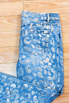Jeans bleu pâle à motif paisley doré* seconde main - Melanie Lyne- La Penderie du Paradis