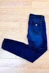 Jeans bleu foncé délavé à jambe étroite seconde main - Guess- La Penderie du Paradis