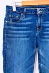 Jeans bleu foncé délavé à jambe étroite seconde main - Guess- La Penderie du Paradis