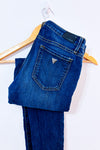 Jeans bleu foncé délavé à jambe étroite seconde main - Guess- La Penderie du Paradis