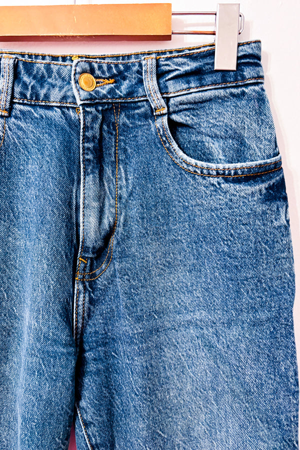 Jeans bleu foncé à taille haute* seconde main - Zara- La Penderie du Paradis
