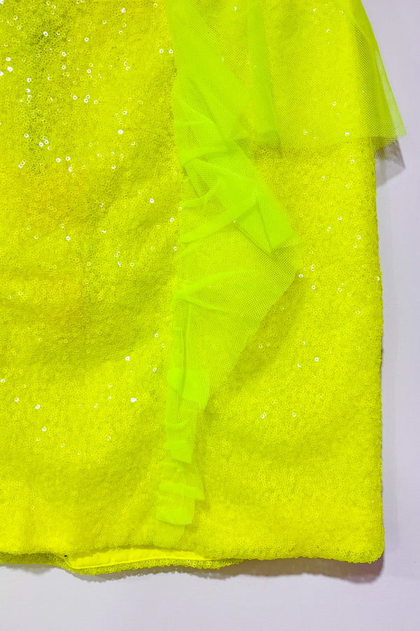 Jupe jaune néon à paillettes (m)-Gina Georgous-La Penderie du Paradis 🕊
