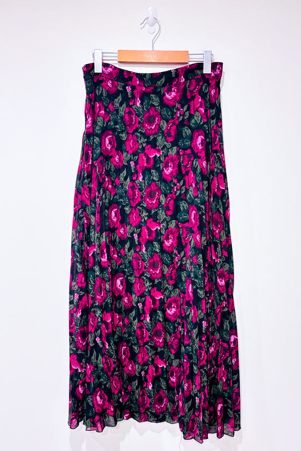 Jupe maxi verte et mauve fleurie (m)-Joe Fresh-La Penderie du Paradis 🕊